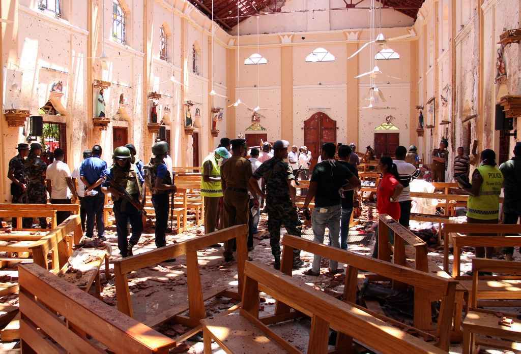 Igreja após atentado no Sri Lanka