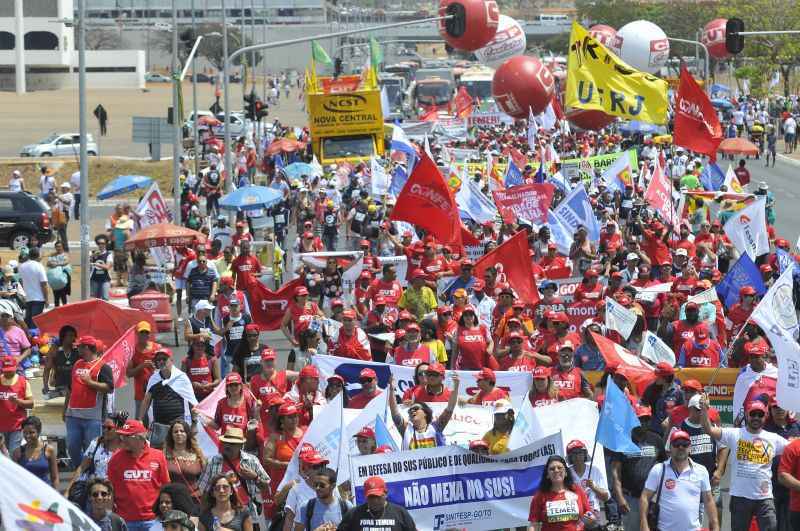 manifestação de sindicatos