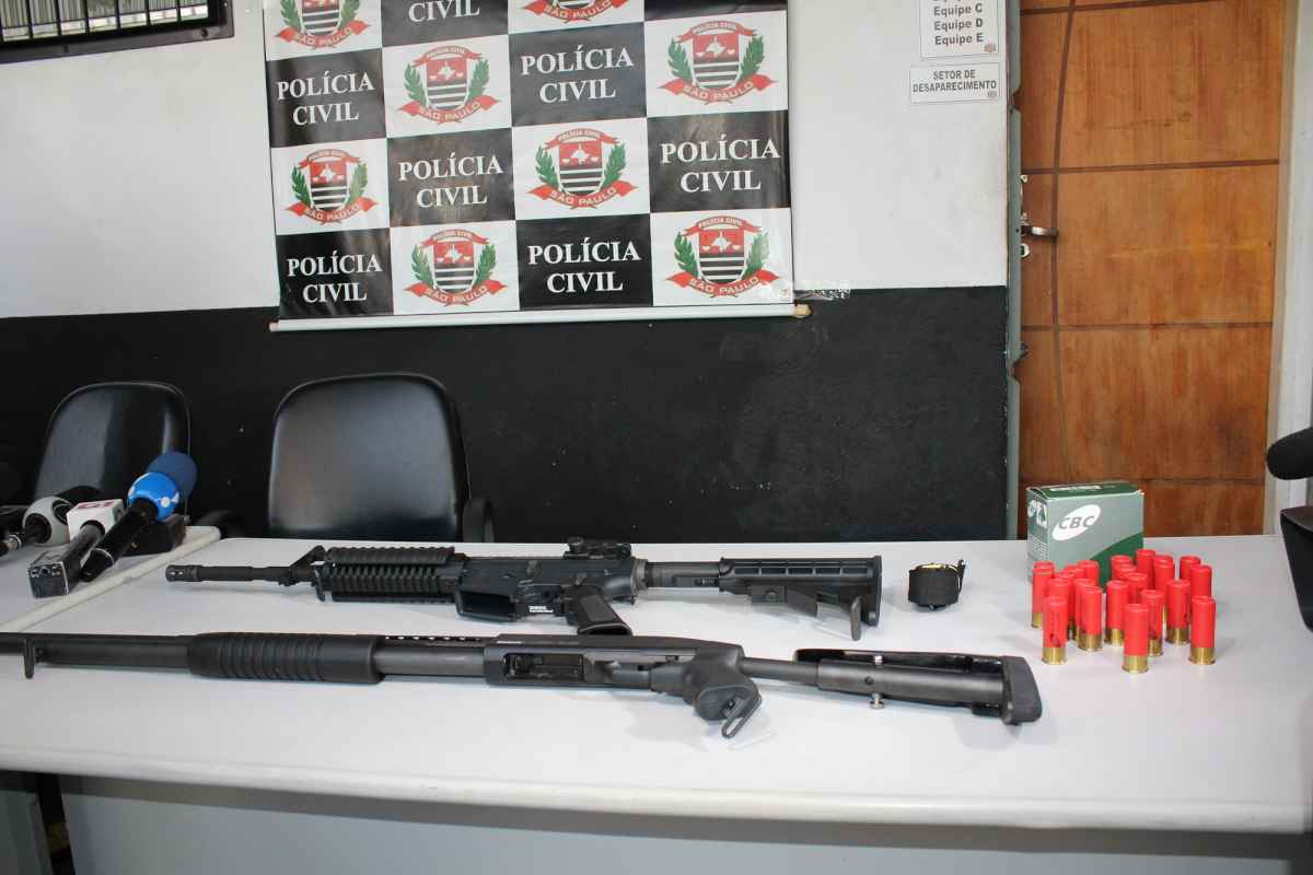 Na casa do suspeito, os agentes localizaram duas armas, de calibres 12 e 22