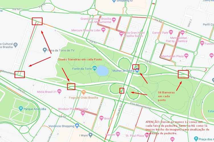 Mapa do Detran para o show da cantora Marília Mendonça