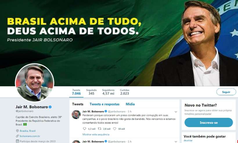 O presidente Jair Bolsonaro, que tem quase 5 milhões de seguidores no Twitter, terá a conta submetida às novas regras da rede social