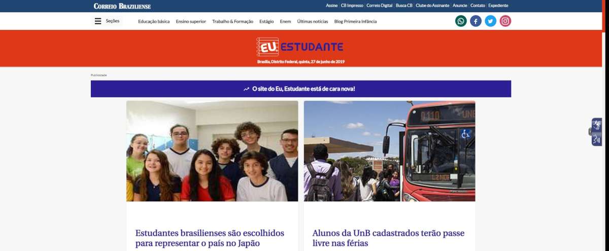 O site do Eu, Estudante está de cara nova