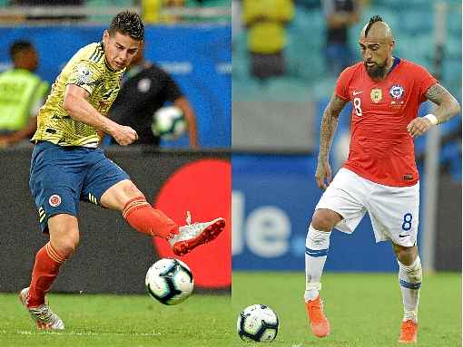 James Rodríguez (E) e Arturo Vidal: busca por novos clubes