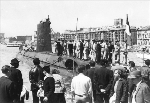 Foto tirada na segunda metade dos anos 60 mostrando o submarino 