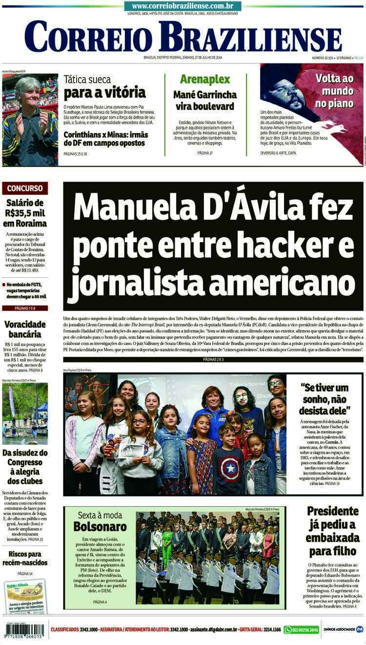 Confira a Capa do Jornal Correio Braziliense do dia 27/07/2019