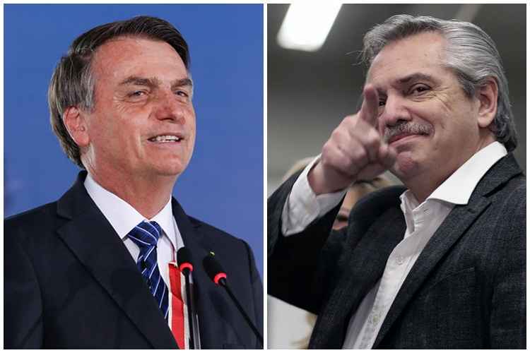 foto do presidente Jair Bolsonaro e do candidato à presidência na Argentina, Alberto Fernández