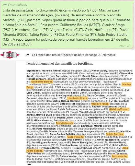 Manifesto publicado em jornal francês foi usado para desinformar que 10 personalidades do Brasil teriam defendido, ainda, a internacionalização da floresta