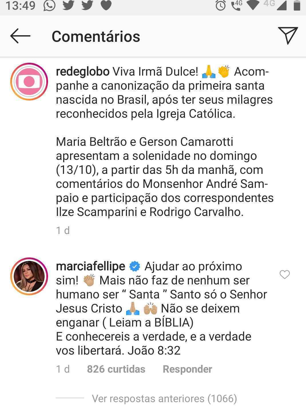 Após críticas dos internautas, a cantora se explicou por meio de uma live no Instagram