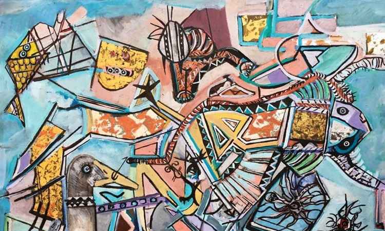 Labirintos da alma/ Acrílico e oleo sobre tela ( 195 cm x 140) 2019 - (foto: Páris Bogéa/Divulgação) Labirintos da alma/ Acrílico e oleo sobre tela ( 195 cm x 140) 2019 - (foto: Páris Bogéa/Divulgação)