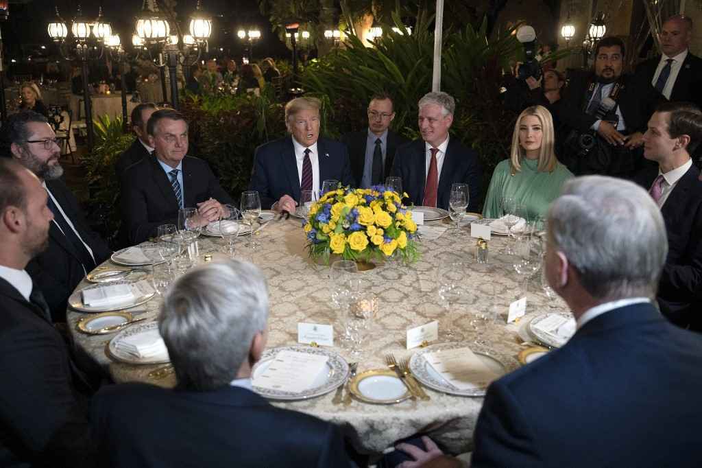 Jair Bolsonaro, Donald Trump, Eduardo Bolsonaro, Ernesto AraÃºjo, Augusto Heleno, Ivanka Trump, Jared Kushner