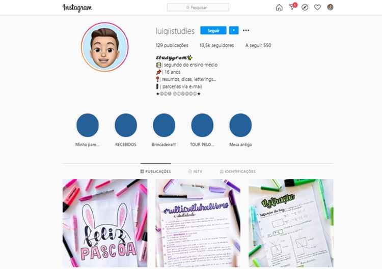 No perfil Luigistudies estÃ£o disponÃ­veis diversas dicas para organizar seus estudos