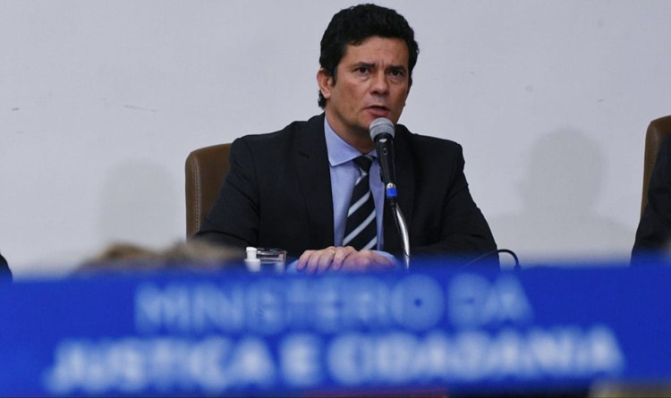 Sergio Moro durante coletiva em que anunciou a demissÃ£o