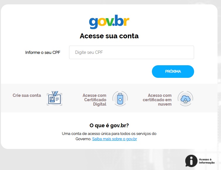 Captura de tela do portal Gov.br