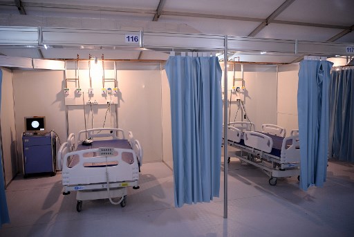 Foto de alguns dos 500 leitos do hospital de campo Riocentro, que foi configurado para receber pacientes com coronavÃ­rus COVID-19, no Rio de Janeiro, Brasil, em 29 de abril de 2020.