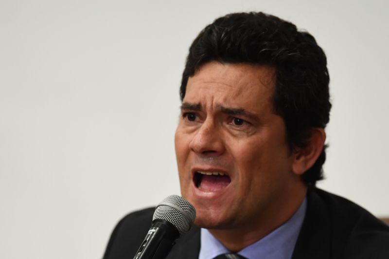 Sergio Moro na entrevista em que anunciou o pedido de demissÃ£o do MinistÃ©rio da JustiÃ§a