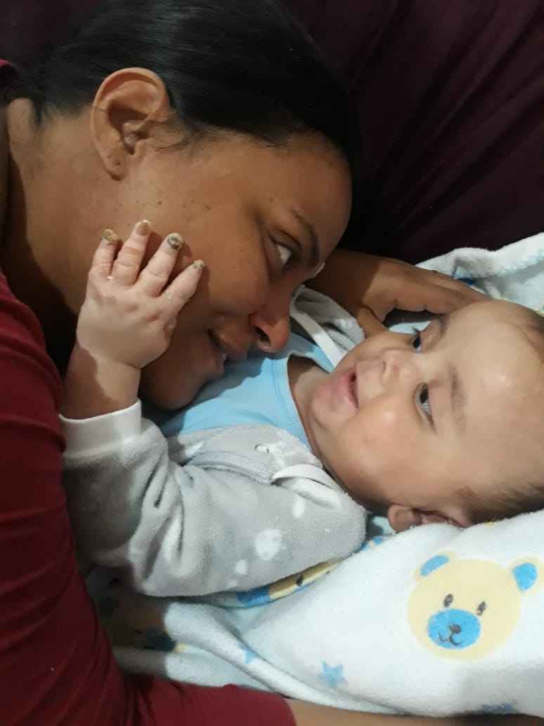 Josiane EusÃ©bio e o filho Benjamin