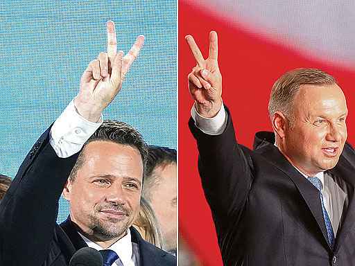 O prefeito Trzaskowski (E) e o presidente Duda: decisÃ£o em 12 de julho