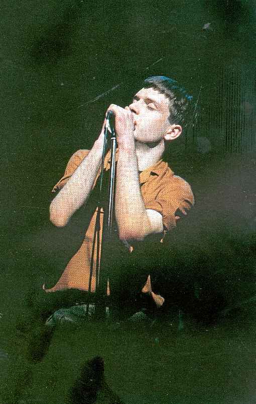 Ian Curtis no Rainbow Theatre, imagem tirada do livro Ian Curtis & Joy Division %u2014 tocando 
a distÃ¢ncia