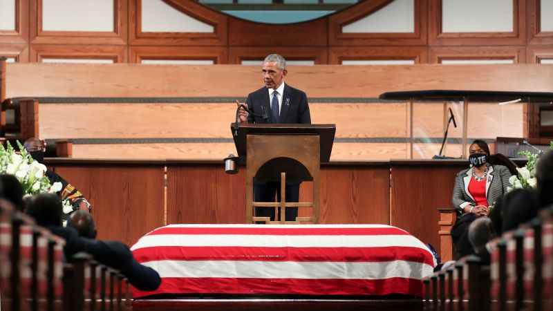 O ex-presidente dos EUA fez discurso no funeral do lÃ­der dos direitos civis John Lewis