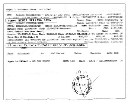 Documento da DRT atesta que o seguro-desemprego foi cancelado porque a beneficiária estaria morta