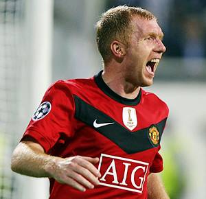 Scholes comemora seu gol